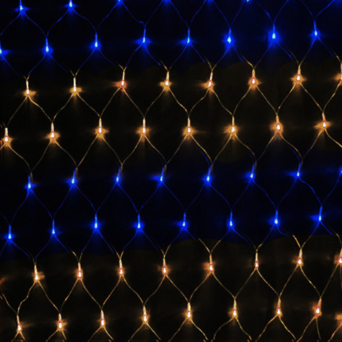 Single Sparkle Net, 84 Lights, (With Controller) Outdoor, 600mm x 2100mm, 24V 3000K Warm White / Blue Black Cable